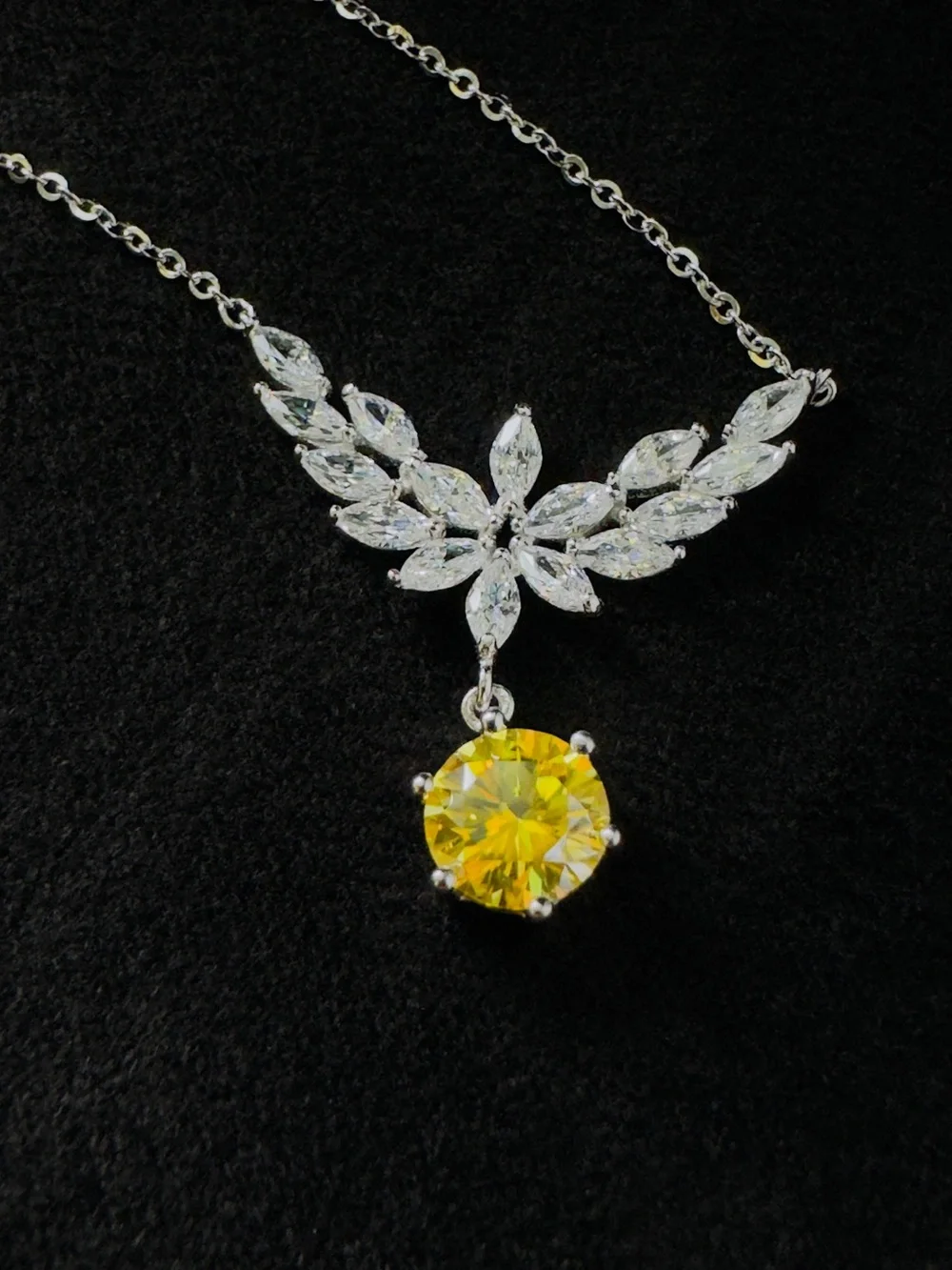 1 Carat Yellow Moissanite Pendant Necklace | S925 Sterling Silver
